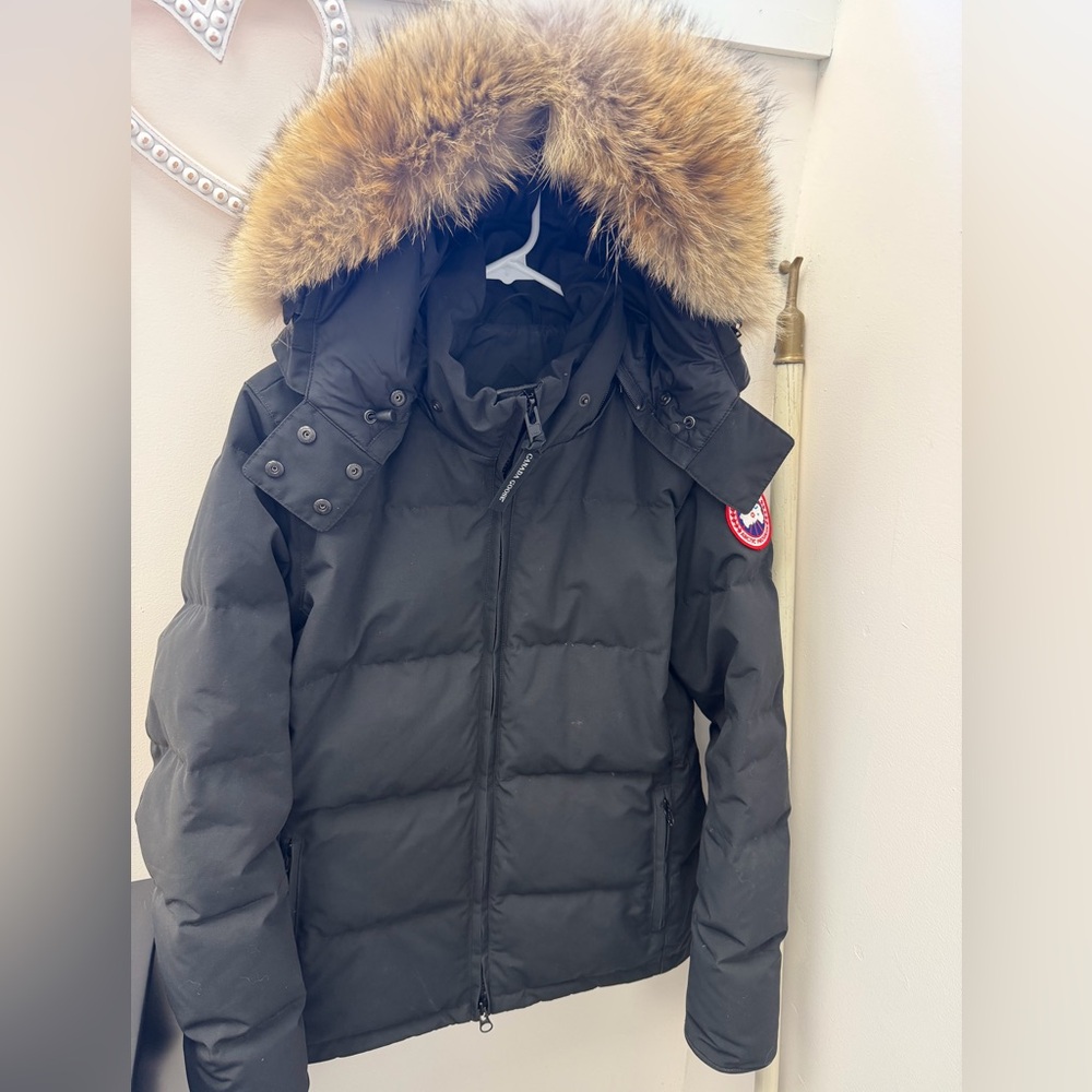 Canada Goose  Black Puffer Jacket with Fur Trim